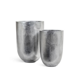 Кашпо TREEZ Effectory Metal Высокий конус-чаша Серебро