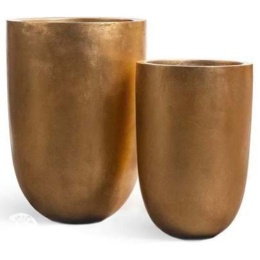 Кашпо TREEZ Effectory Metal Высокий конус-чаша Сусальное Золото